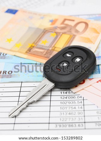 Key from the car, money for documents.