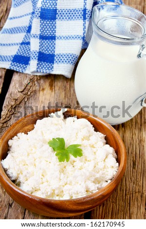 Cottage cheese and milk.
