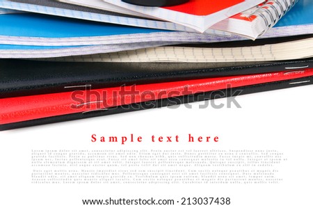Writing-books on a white background. With your place for the text.