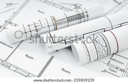 Planning of construction of the house. Drawings for building house. Working drawings.