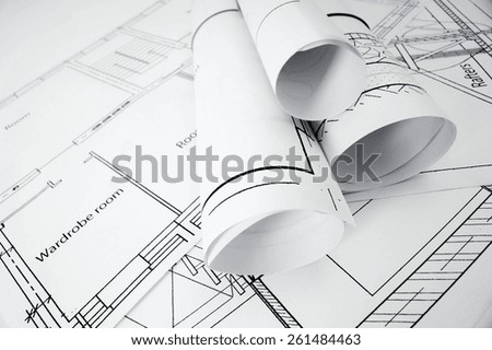 Planning of construction of the house. Drawings for building house. Working drawings.