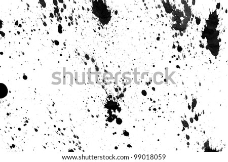 Black splashes on a white background.