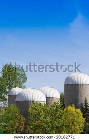 Group of agricultural urban futuristic style towers at the Ontario island