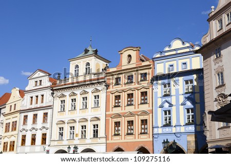 Facades of buildings built in the last century in Prague