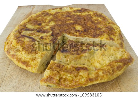 Omelette with a Spanish onion and white
