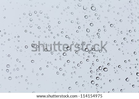 Water drops on a glass in a rainy day