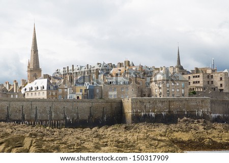 View of the town walls St Malo, Brittany, French