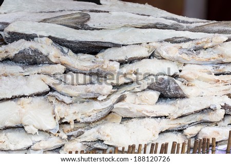 Exposed on a dried cod market for sale