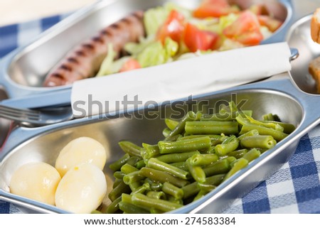 Tray of food in a school canteen