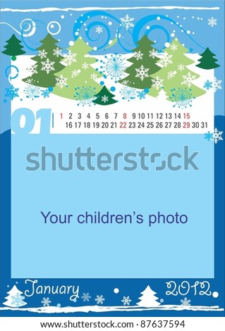 Calendar  Month on Childrens Calendar For The Month Of January Stock Vector 87637594