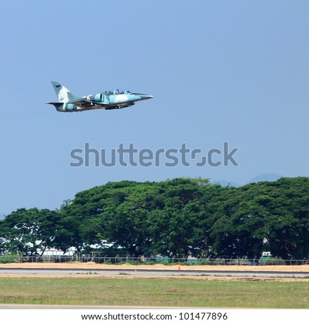 military jet on the air take off