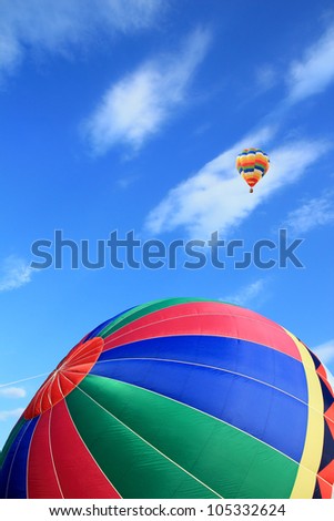 Colorful hot air balloon with beautiful sky