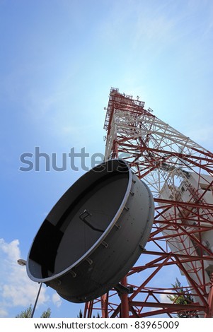 Mobile phone communication antenna tower isolated on white