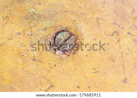 Metal nut rusted under the influence of water and air
