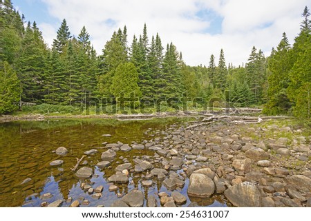 Rocks and Water on the Shallows of Orphan Lake in Lake Superior Provincial Park in Ontario