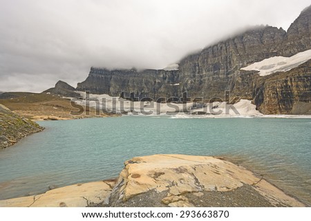 Bare Rock and Lake from from the Retreating Grinnell Glacier in Glacier National Park in Montana