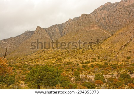 Rugged Mountains in a the High Desert of Guadalupe Mountains National Park in Texas