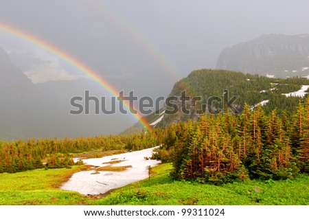 Rainbow taken during a storm at Logan Pass in Glacier National Park
