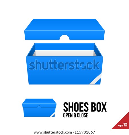 Blue Cardboard Shoes Box Carton Package Open With Lid Ready For Your Design Product Packing Vector EPS10 Blue Cardboard Shoes Box Carton Package Open With Lid Ready For Your Design Product Packing Vector EPS10