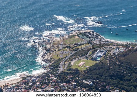 Scenic View in Cape Town, Table Mountain, South Africa  from an aerial perspective