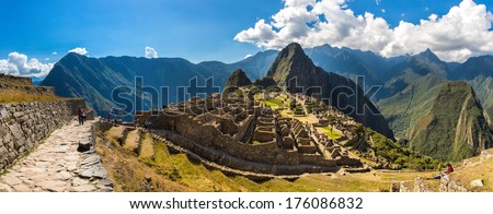 Mysterious city - Machu Picchu, Peru,South America. The Incan ruins. Example of polygonal masonry and skill