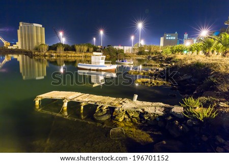 Cityscape and bay in city Chania/Crete/Greece at night