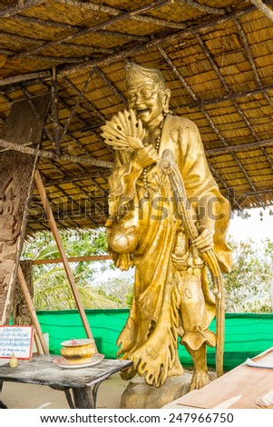Statue near Big Buddha monument, Phuket, Thailand. Thai style statues acting Wai (or Sawasdee)