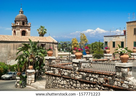 View of Taormina,famous town in Sicily. South Italy