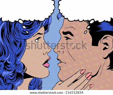 comic pop art illustration of couple in romantic moment gaze