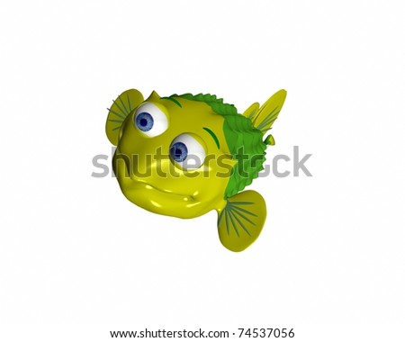 puffer fish cartoon. stock photo : A 3d puffer fish