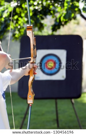 shooting to the archery target