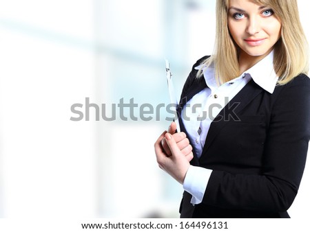 beautiful young businesswoman portrait in office