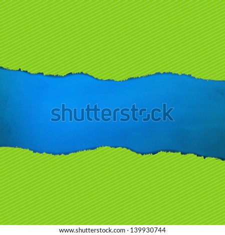 Blue Texture With Green Rip Paper