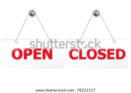 2 Glossy Open And Closed Door Signs Board Isolated On White Background Vector Illustration 2 Glossy Open And Closed Door Signs Board Isolated On White Background Vector Illustration