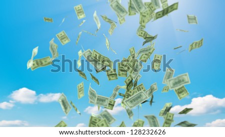 money falling from sky