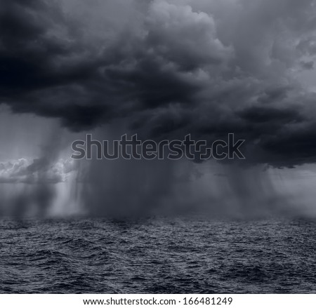 Dark stormy clouds over the ocean