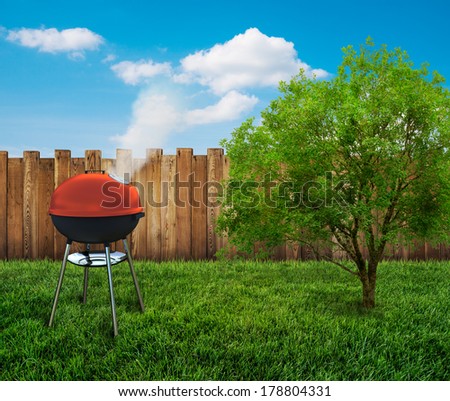 barbecue grill on backyard