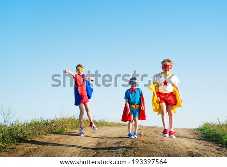 children acting like a super hero