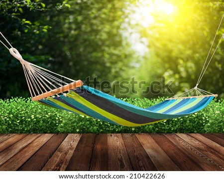 Relaxing on hammock in garden