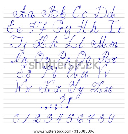 Worksheets Alfabate Handriting alphabet in handwriting reocurent fonts stock vector 315083096 shutterstock