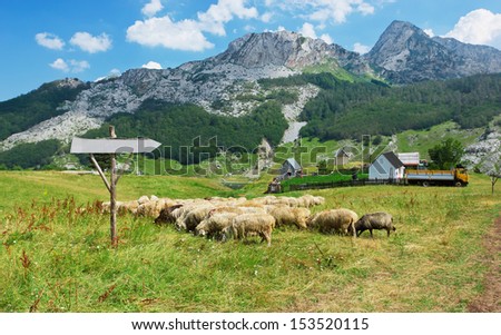 View of family farm on countriside near Rikavacko lake in Komovi mountains, Montenegro