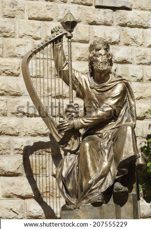 Statue of King David in Jerusalem. Israel