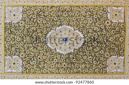 tapestry embroidered with gold thread with precious stones
