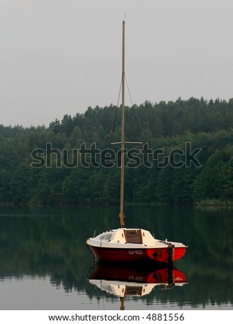 Boat an anchor on the  lake