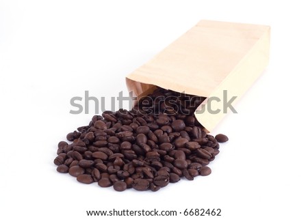 paper bag wallpaper. Paper bag with spilled coffee beans