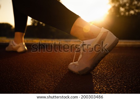 Close Up Image Of Female Fitness Shoes During Training Outside