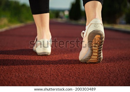 Close Up Image Of Female Fitness Shoes During Training Outside