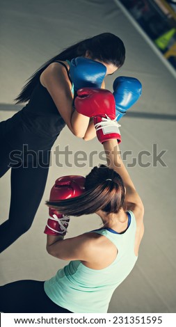 Two Female Boxers Sparring