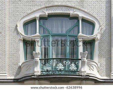 Stylish elegant balcony window and door in art nouveau style. More of this motif & more windows, doors in my port.