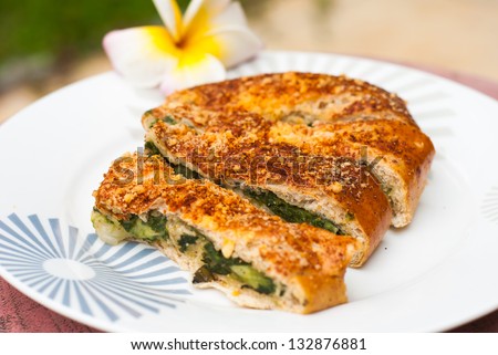 Spinach bread. Eat with coffee or tea in the morning or eat as a snack.